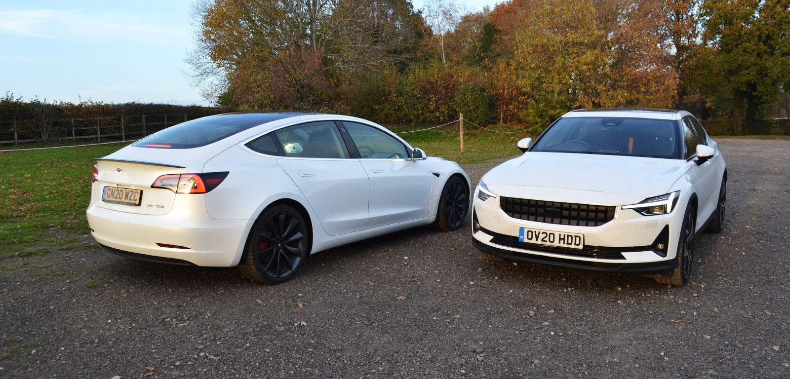Twin test review Polestar 2 vs Tesla Model 3 Performance